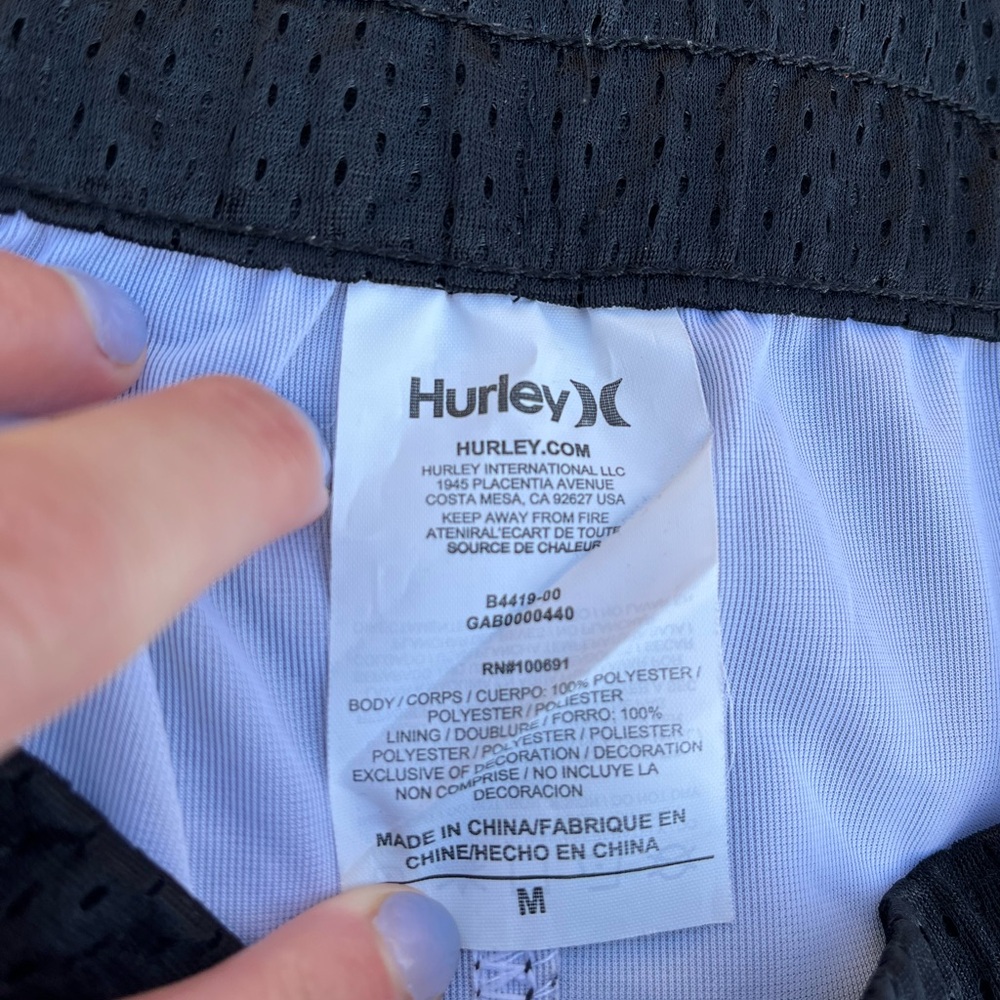 Hurley Women Medium Black White Mesh Hot Shorts Low Rise Reflective Back Pocket - Picture 3 of 7